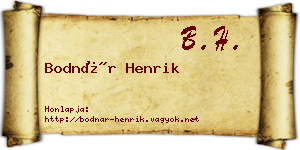 Bodnár Henrik névjegykártya